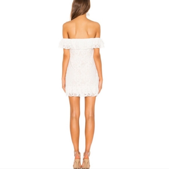 Revolve Superdown Samantha Lace Off The Shoulder Mini Dress White Size M - Picture 3 of 6
